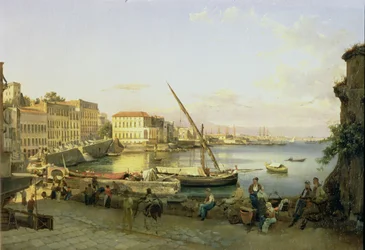 O aterro de Santa Lucia, Nápoles, c.1820